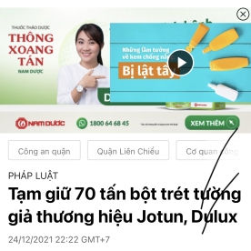 Tạm giữ 70 tấn bột trét tường giả thương hiệu Jotun, Dulux