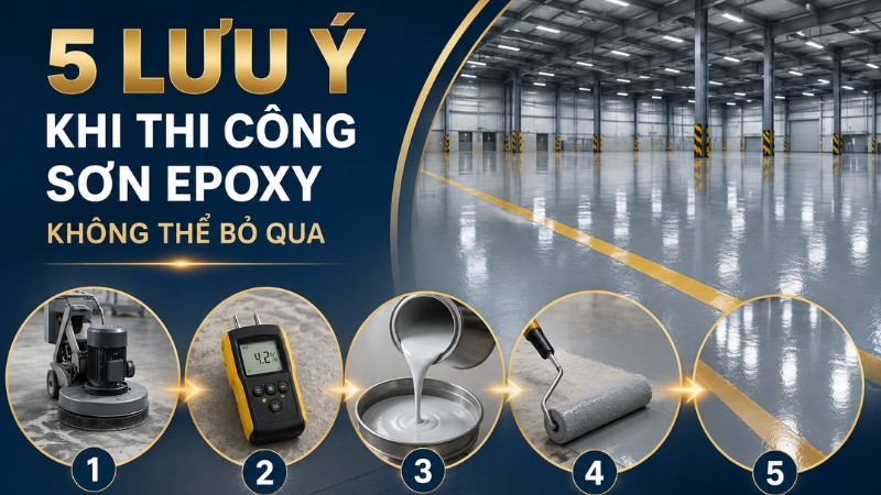 5 lưu ý khi thi công sơn epoxy không thể bỏ qua giúp sàn nhà xưởng bền bỉ