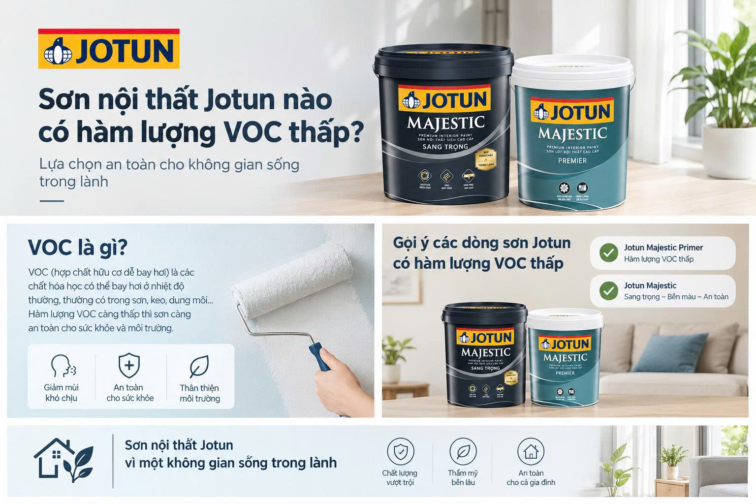 Sơn nội thất Jotun có hàm lượng VOC thấp