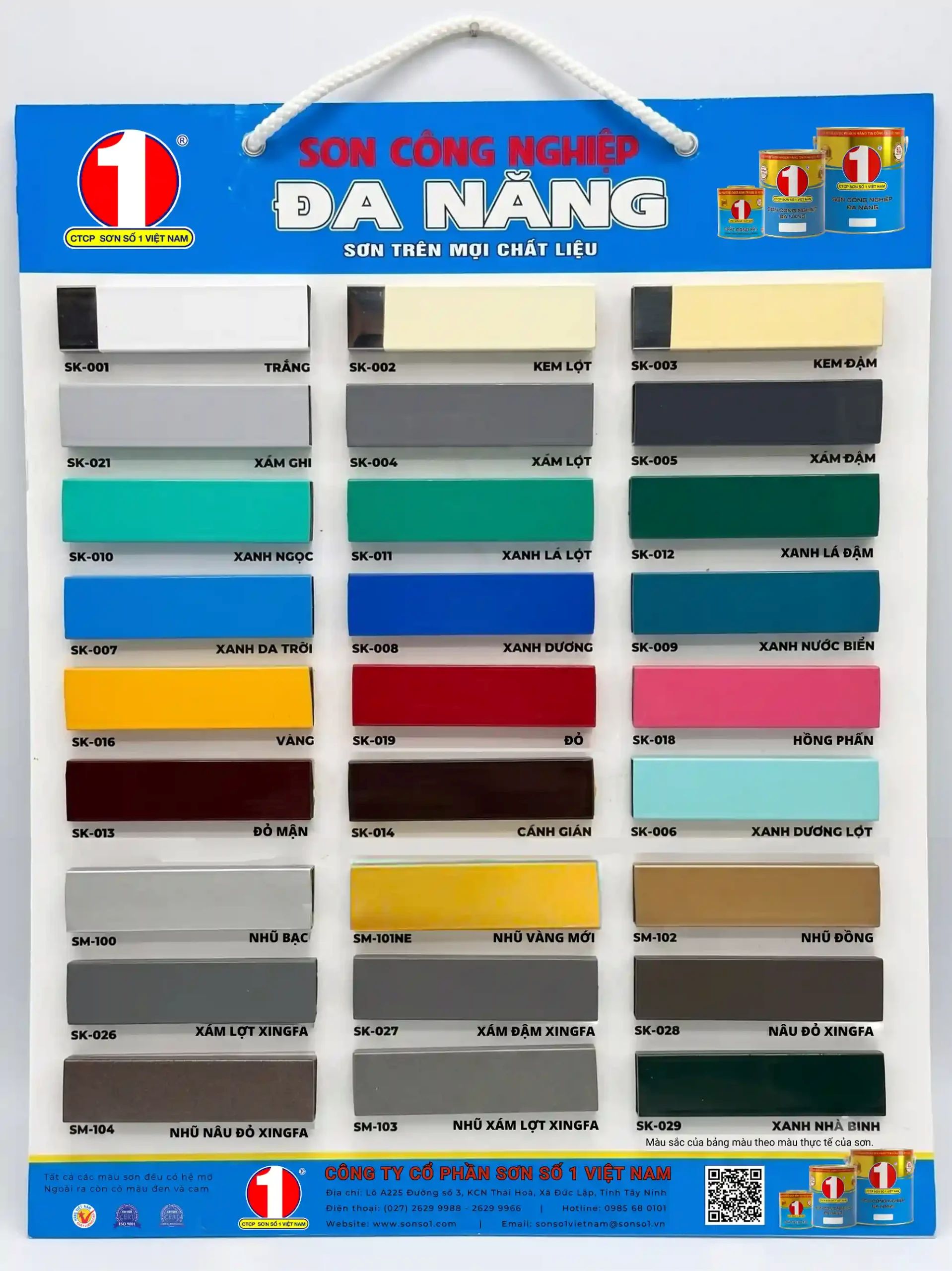 Bảng màu sơn công nghiệp đa năng thương hiệu sơn số 1