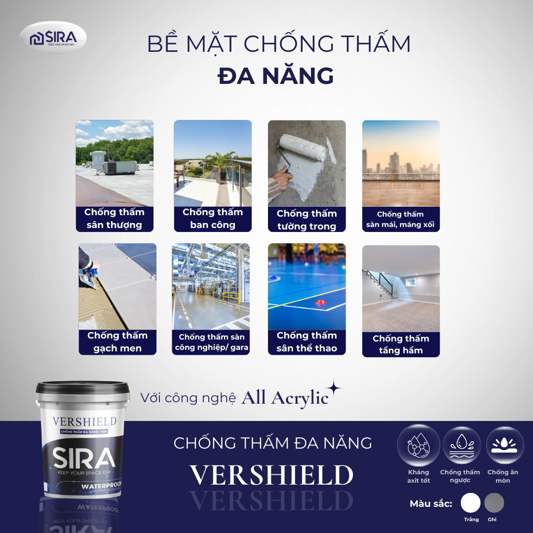 Ứng dụng sơn chống thấm sira SR01