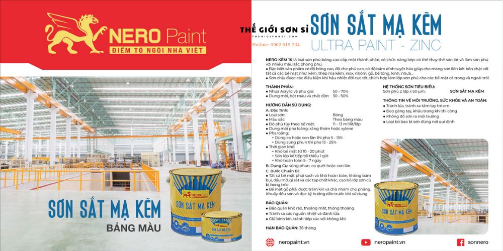 Bảng màu sơn sắt mạ kẽm 1K Nero